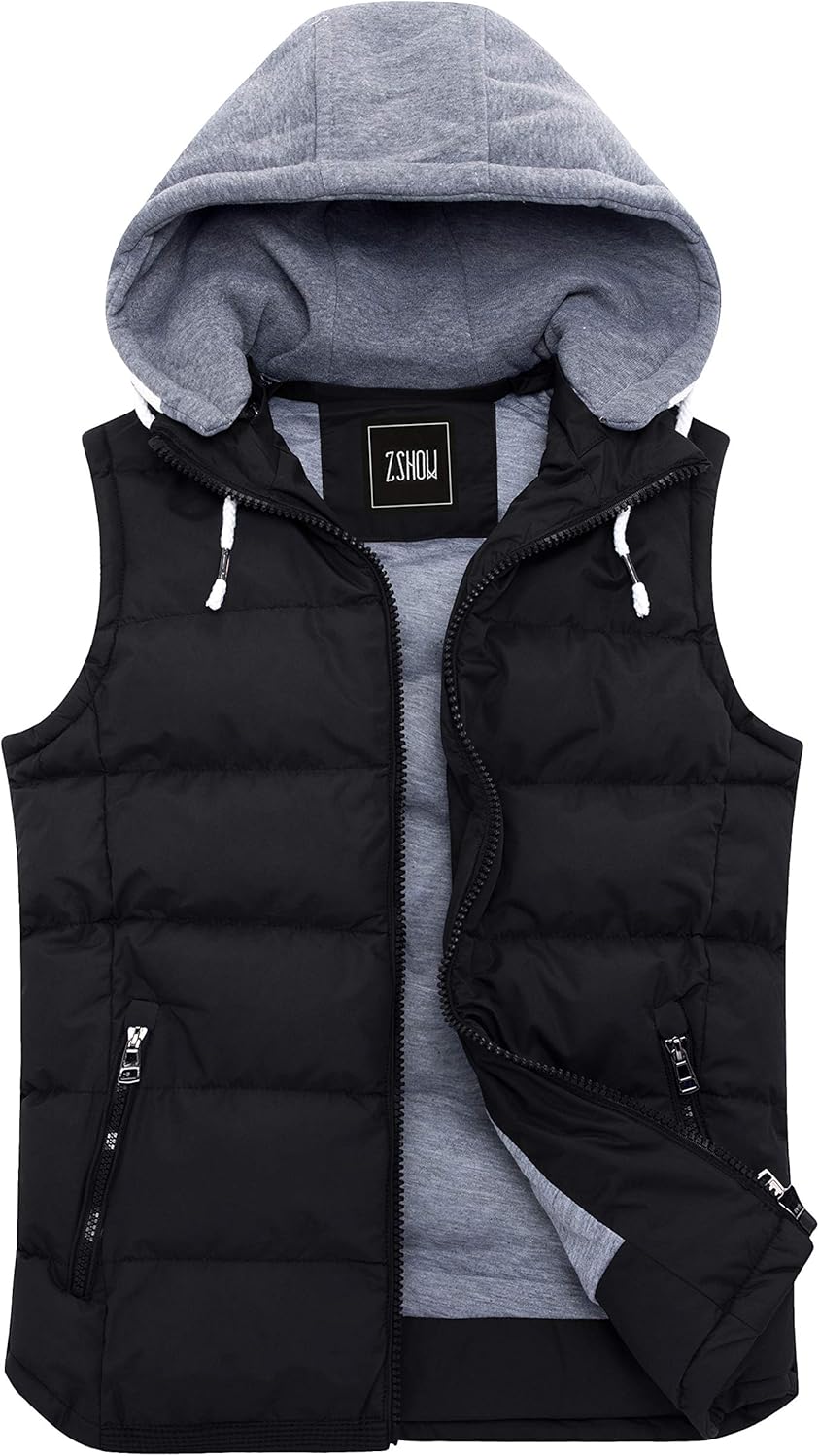 ZSHOW Women's Winter Padded Vest Removable Hooded Outwear Jacket: Clothing