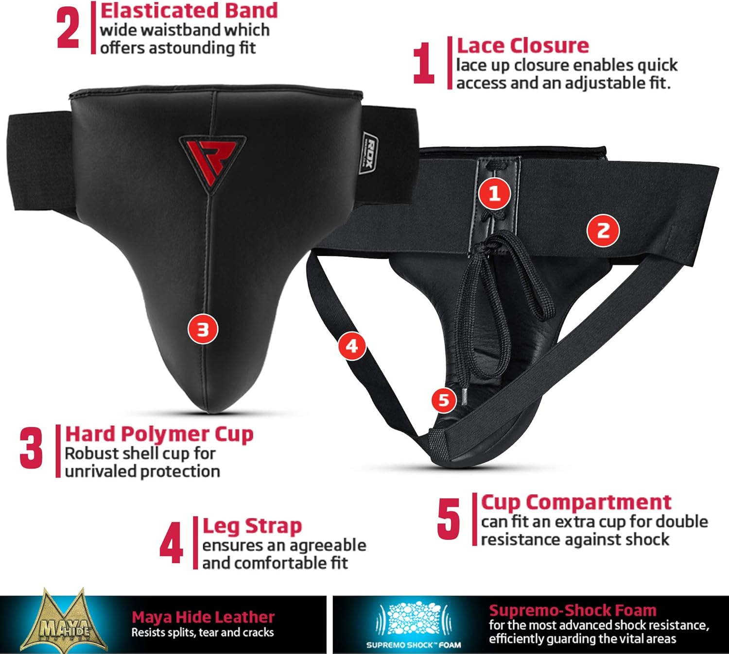 RDX Groin Protector for Boxing, Muay Thai, Kickboxing and MMA Fighting, Maya Hide Leather Abdo Gear for Martial Arts Training, SATRA Approved Jockstrap Abdominal Guard for Karate and Taekwondo : Sports & Outdoors