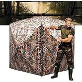 FUNHORUN Hunting Blind 270/360 See Through Ground Blind, Pop Up Deer Blind | 2/3/4 Person Soft Material Camo Tent，Easy-Fold Portable Concealed Shelter with Carrying Bag, Lightweight, Silent Slid Windows