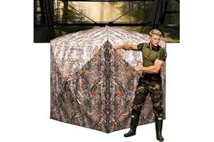 FUNHORUN Hunting Blind 270/360 Degree See Through Ground Blind，2/3 Person Soft Material Pop-Up Camouflage Tent，Easy-Fold Portable Concealed Shelter with Carrying Bag
