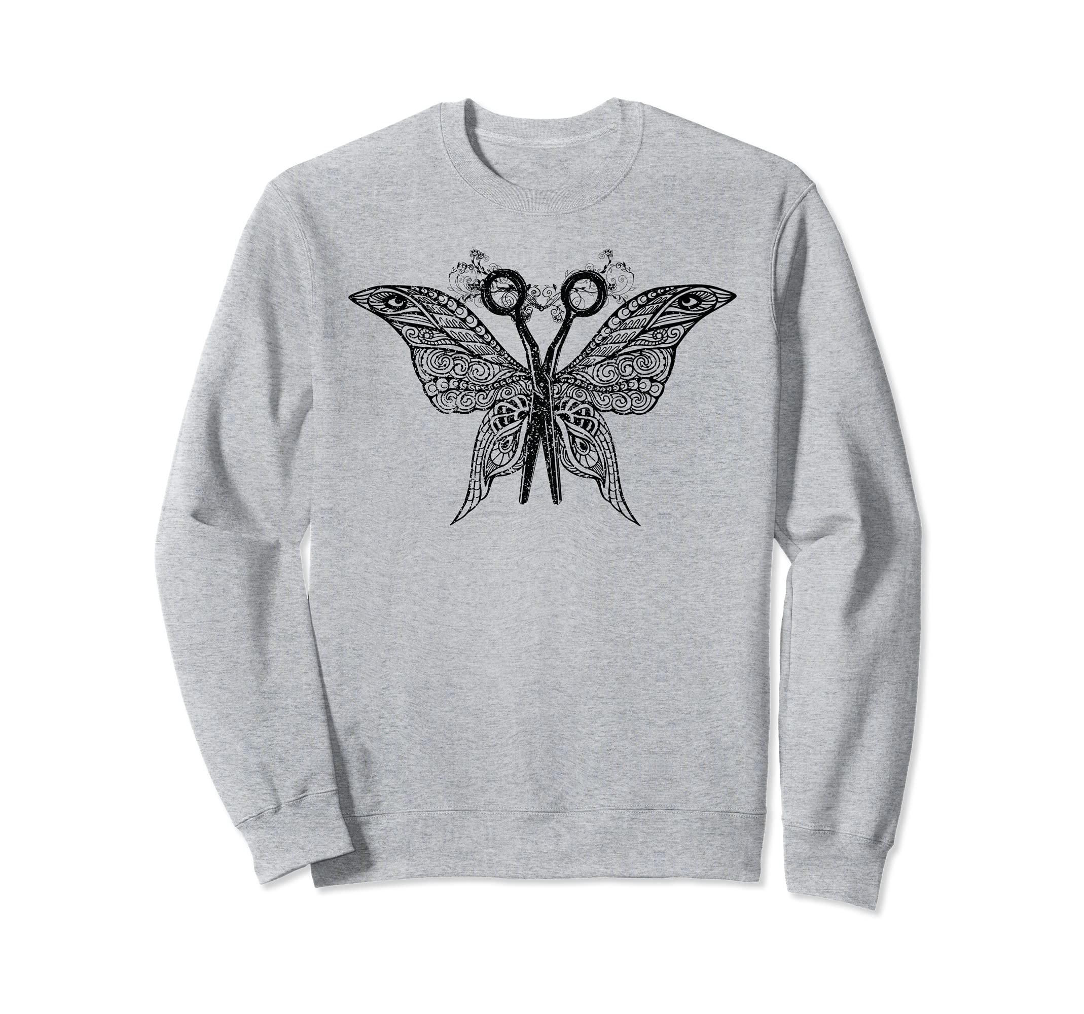 Hairdresser Goth Girl Hustler Butterfly Tattoo Art Scissors Sweatshirt