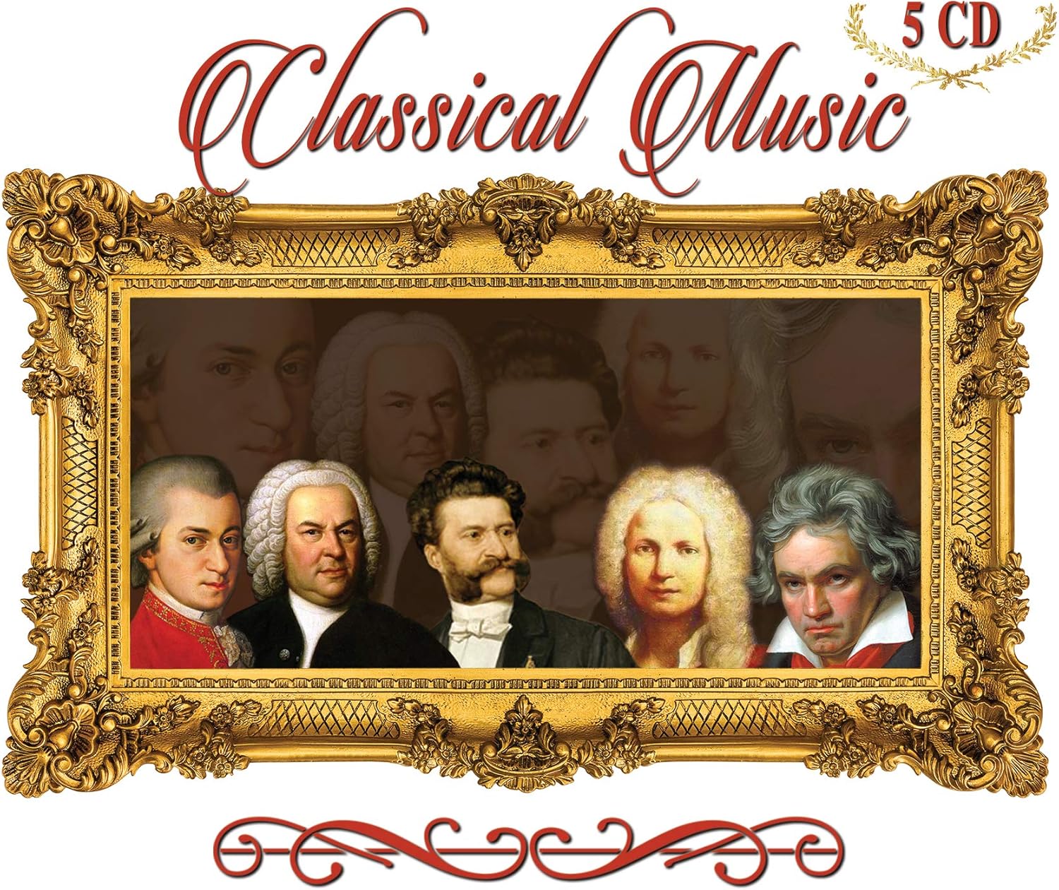 5 CD Classical Music Beethoven, Bach, Vivaldi, Mozart, Strauss Various