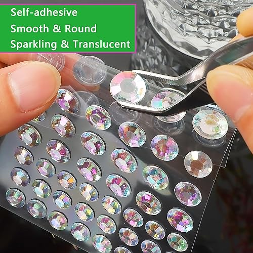 NIACONN 1760 Pcs White Clear Transparent Hair Jewels Face Gems