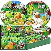 40Pack Plants Zombies Birthday Party Supplies include 20 plates, 20 napkins for Plants Zombies party decoration