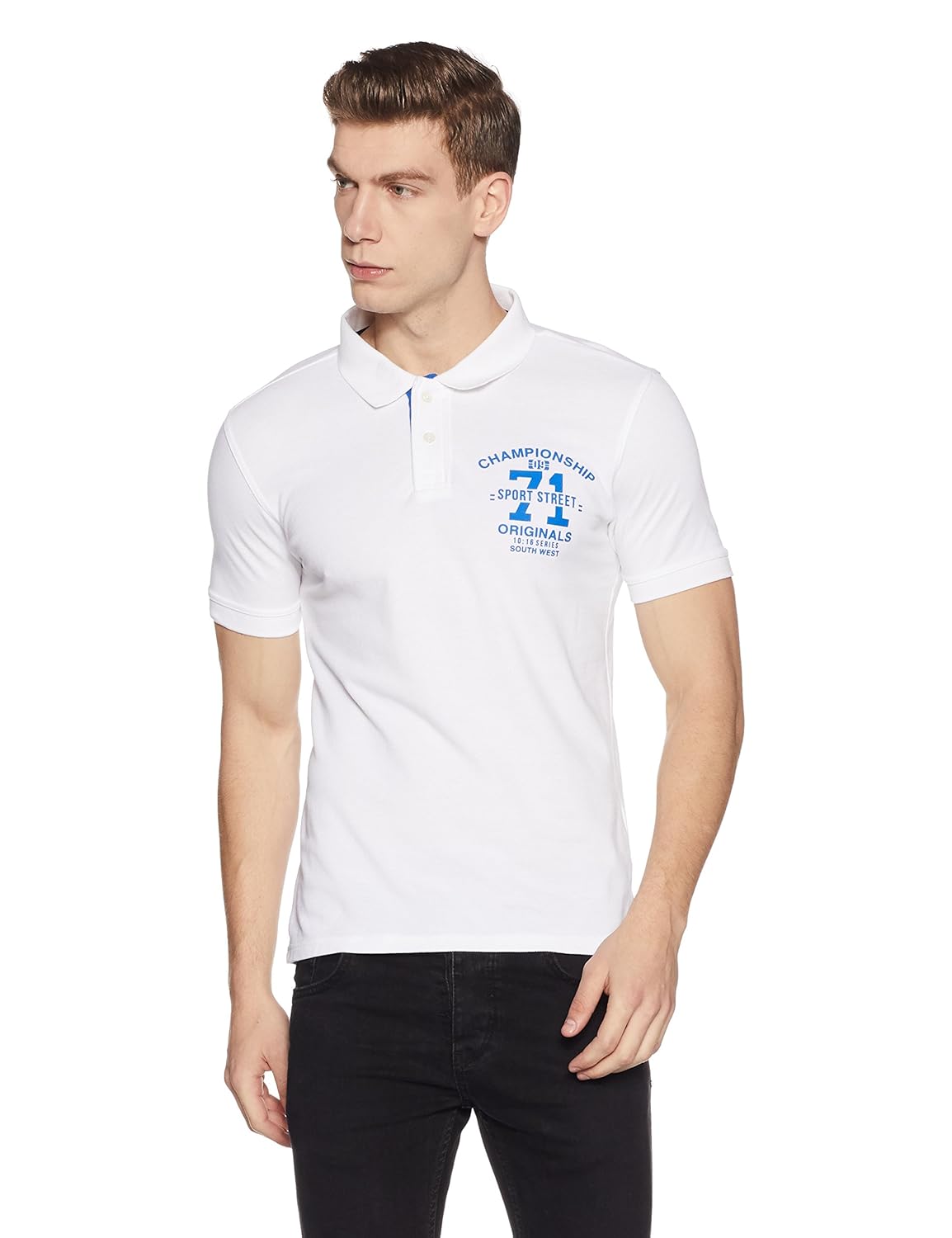 symbol amazon brand men's badged cotton polo t-shirt