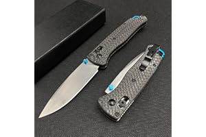 HUAAO EDC Knife, Knife with 8Cr13MoV Blade, Carbon Fiber Handle, Folding Pocket Knife with Belt Clip for Camping