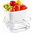 8.2 Quart Strainers and Colanders Bowl Set, Multifunctional Double Layered Fruit Washer, 2 In 1 Food Fruit Strainer, Large Thick Plastic Colander for Berry, Fruit and Vegetable Wash, BPA Free