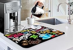 Coffee Bar mat Accessories for Countertop Absorbent