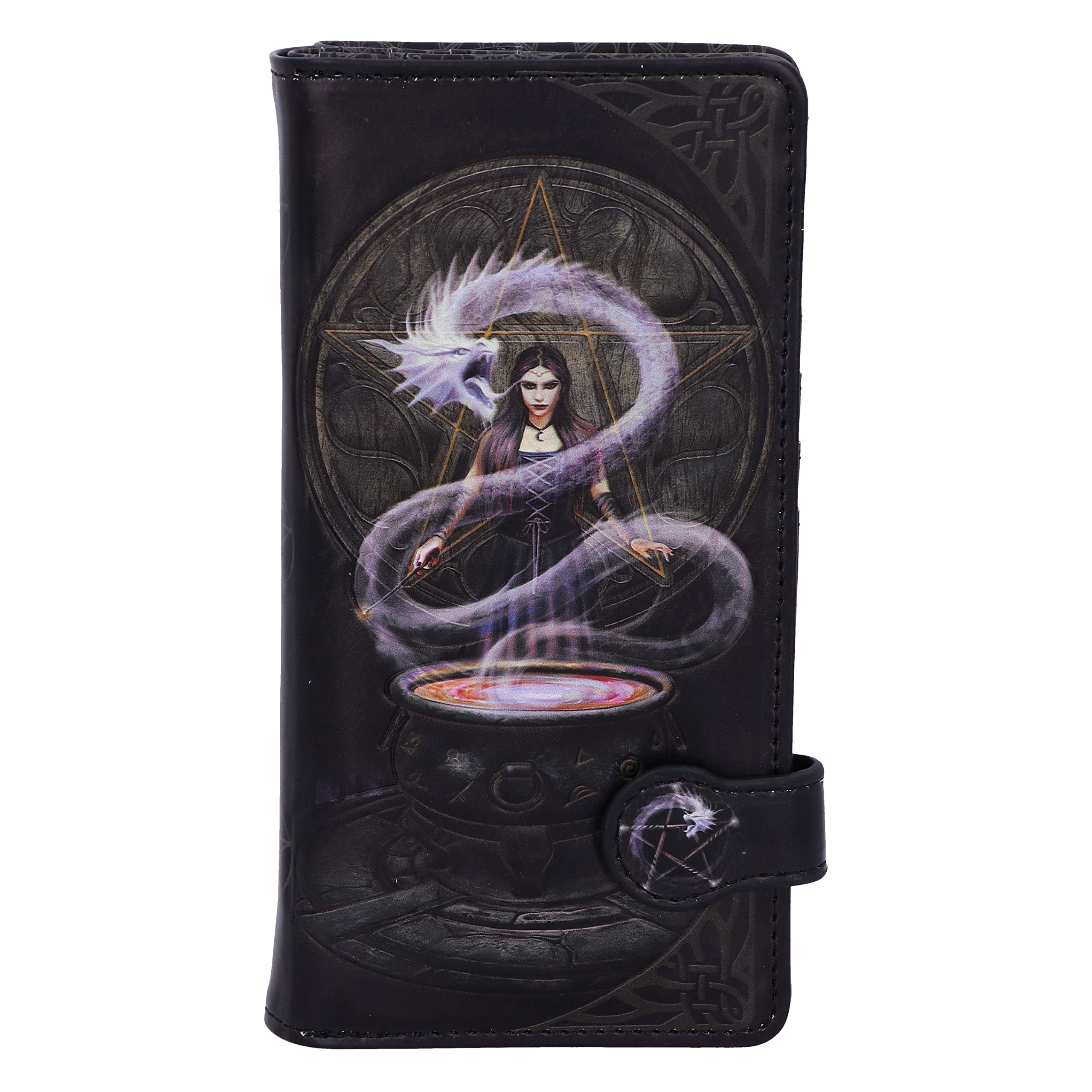 Nemesis Now Anne Stokes The Summoning Witch and Dragon Embossed Purse, Black, 18.5cm