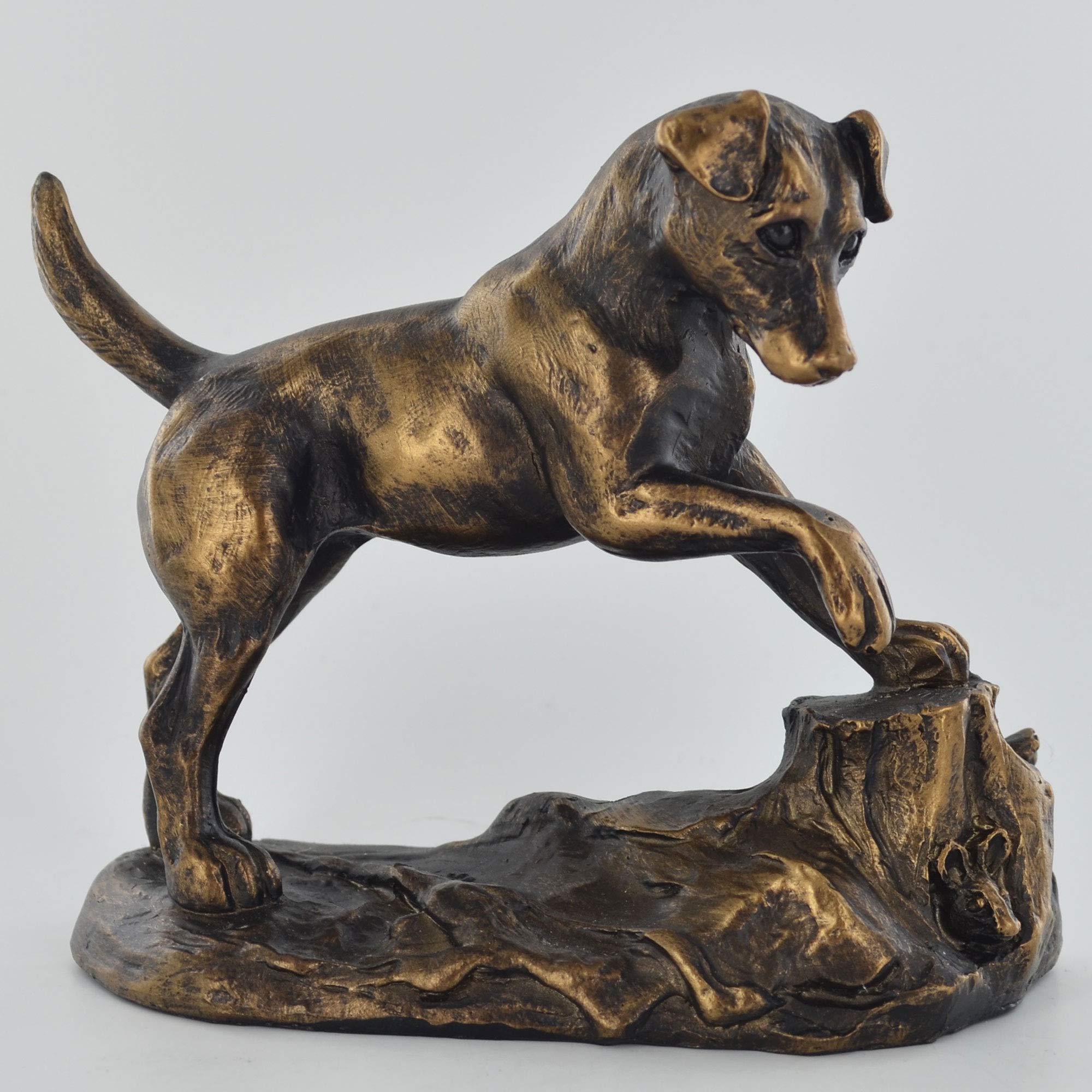 Harriet Glen Jack Russel Bronze Effect Dog Sculpture Home Decor Pet Gift H11.5cm