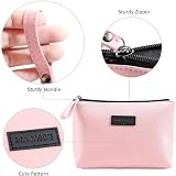 Maange Small Cosmetic Bag 2 Pcs Travel Makeup Pouch Waterproof PU Leather Pink view 3