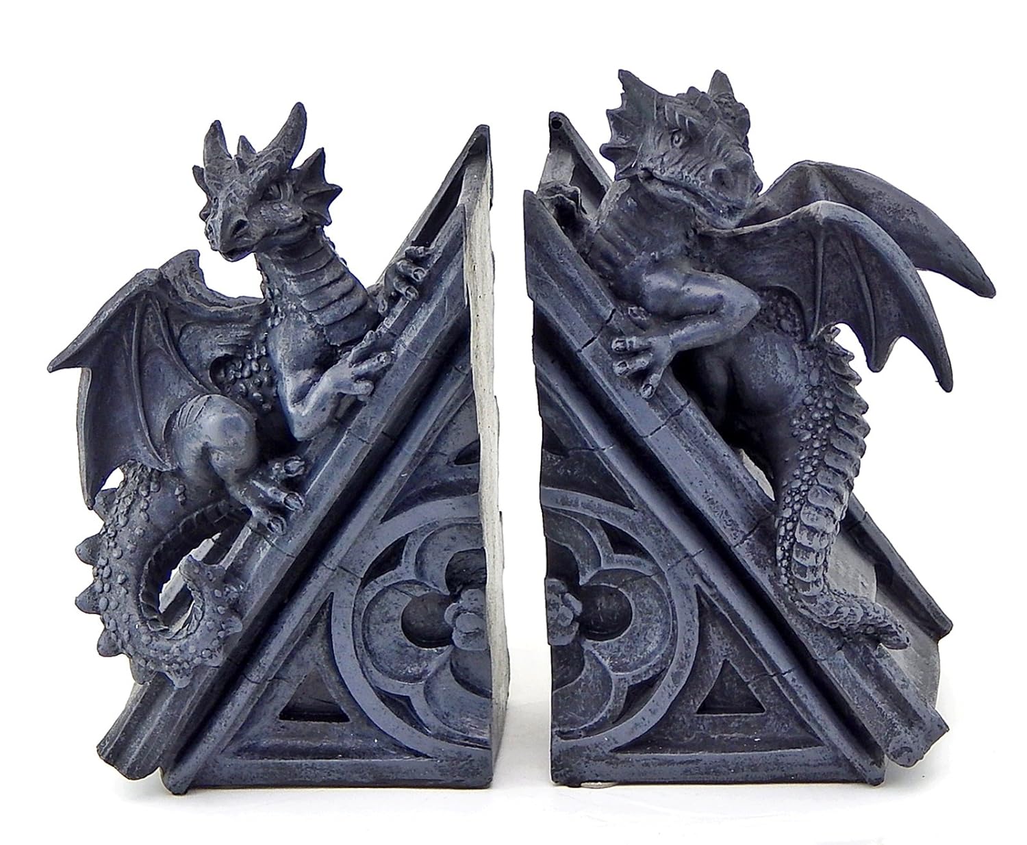 Bellaa Decorative Bookends Gothic Castle Dragons Sculptural Book Ends