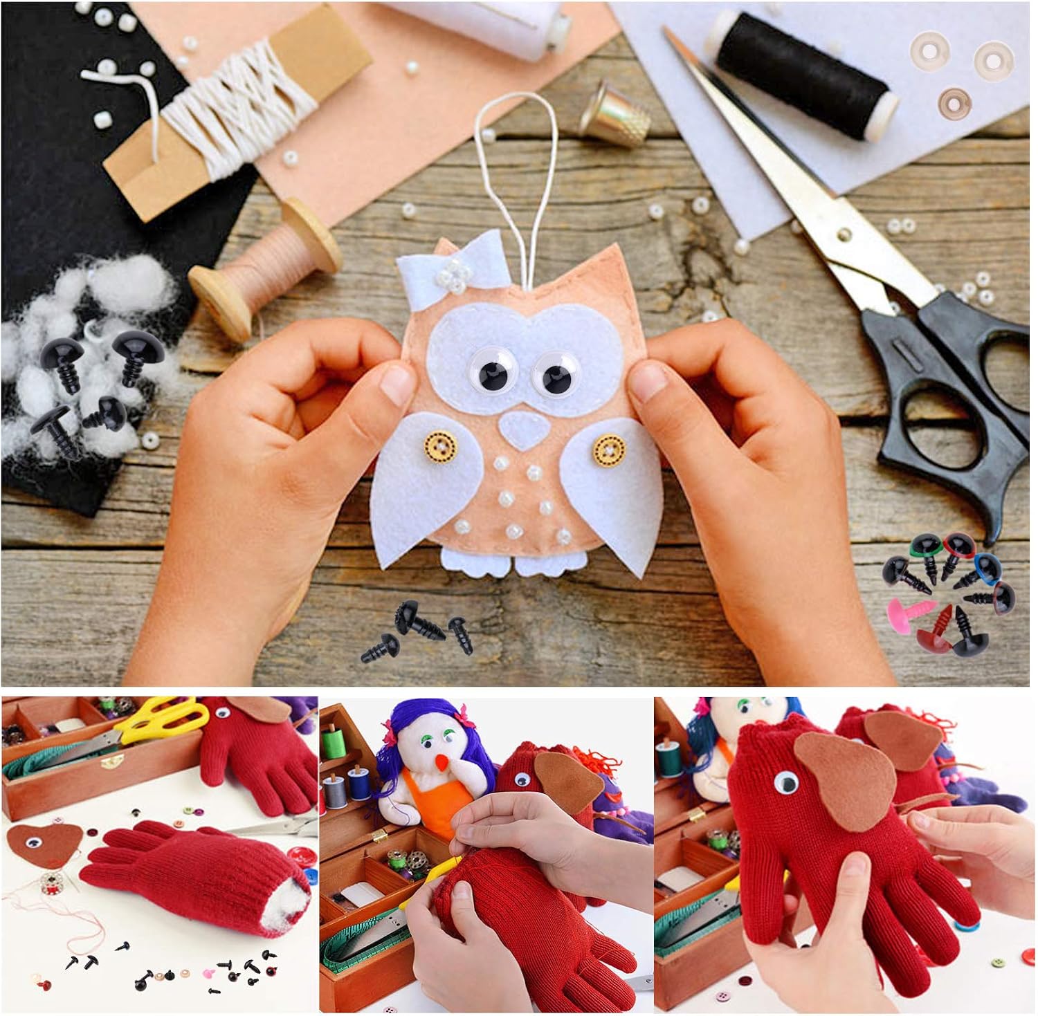 910pcs Plastic Safety Eyes and Googly Eyes with Self-adhesive set - Image 3