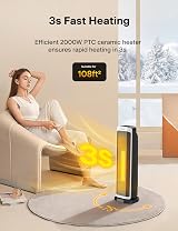 Pelonis 2 in 1 Electric Space Heater 2000W with Remote Oscillation 75° view 5