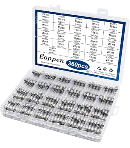 Gebildet 200-Piece 5x20mm Fast-Blow Glass Fuse Assortment Kit - 0.5A To 20A, 10 Values, For Car & Electronics