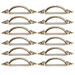dophee 12Pcs Antique Brass Drawer Pulls, Small