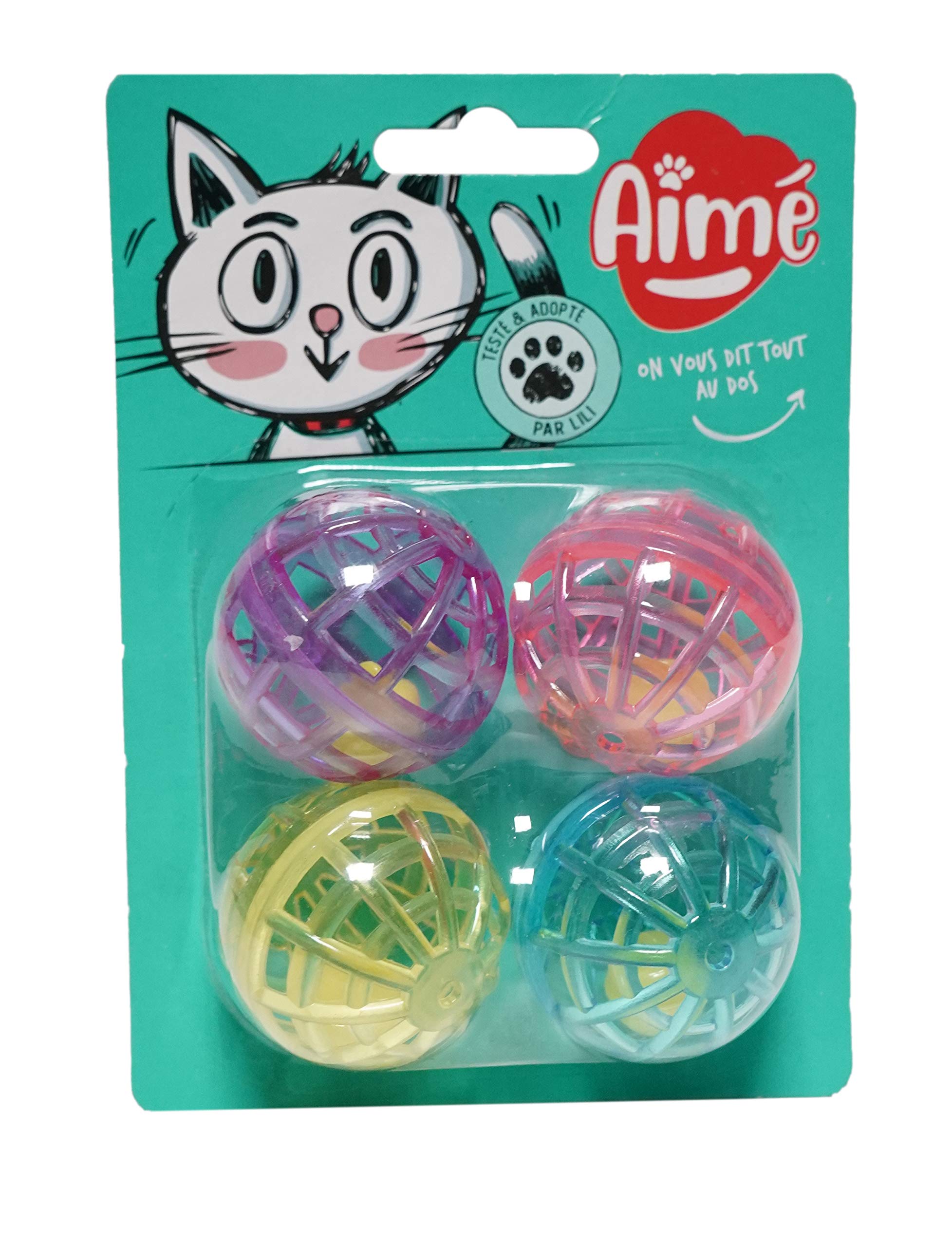 Aime Bell Ball Cat Toys - Pack of 4