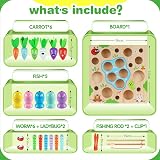 COOLJOY Wooden 4 in 1 Magnetic Fishing Montessori Toy for Toddlers view 6