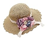 Bienvenu Kids Girl Summer Straw Hat with Flowers