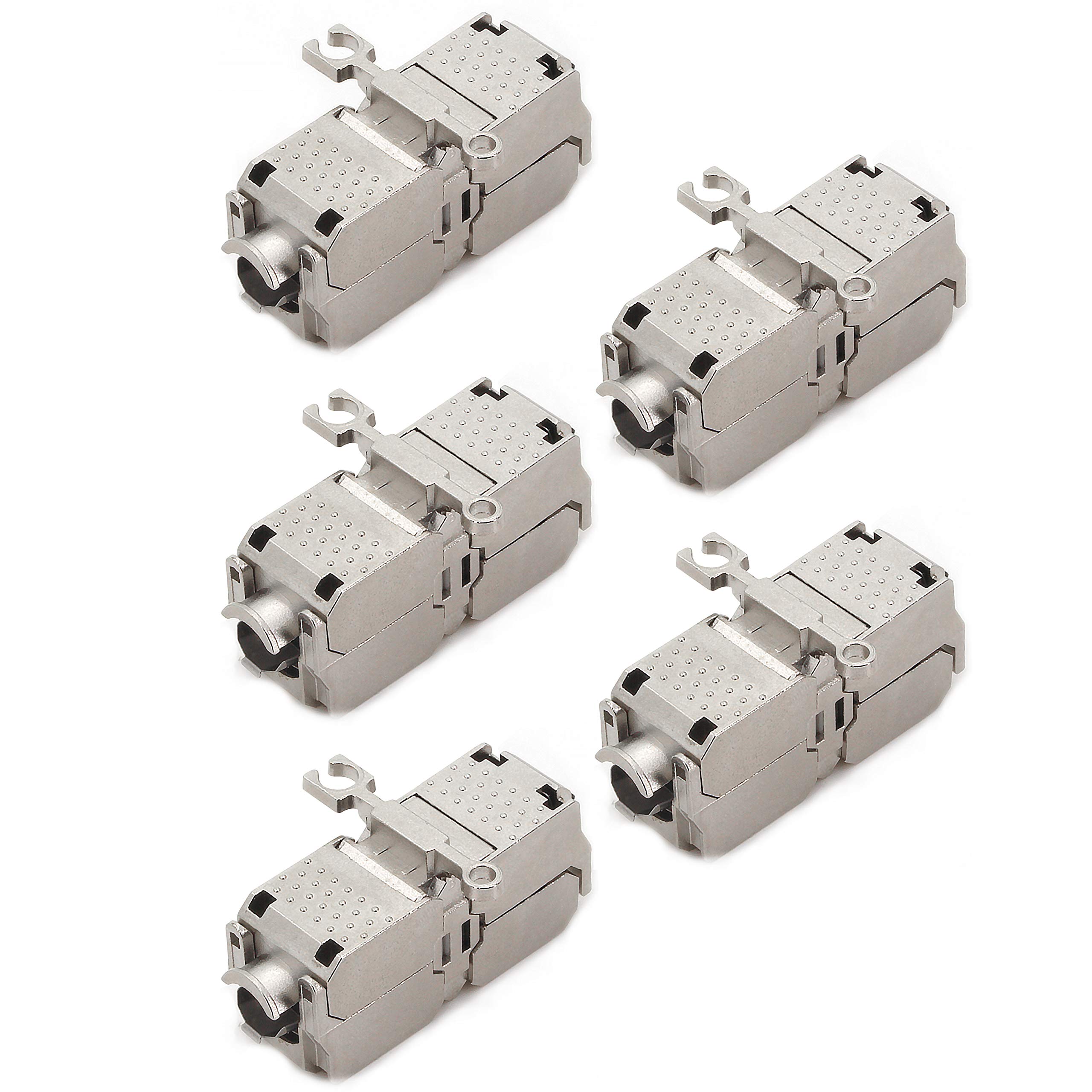 1aTTack.de Cat. 6A Keystone connector tool-free insulation displacement terminal to insulation displacement terminal AWG 22 to AWG 26 bronze nickel-plated silver 5 pieces — image 1