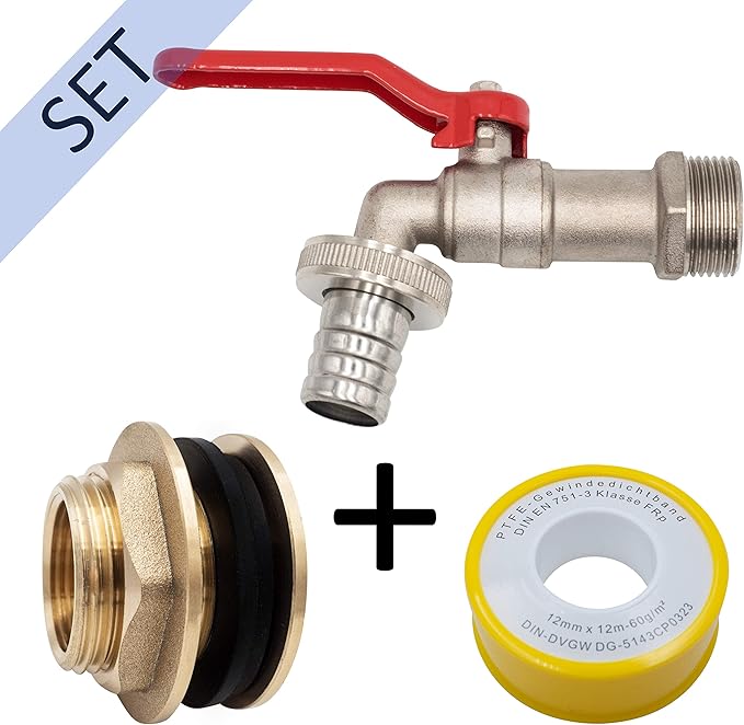 Water Butt/Rain Barrel Outlet 3/4 Inch Hole Adaptor, 3/4 Inch IBC Water