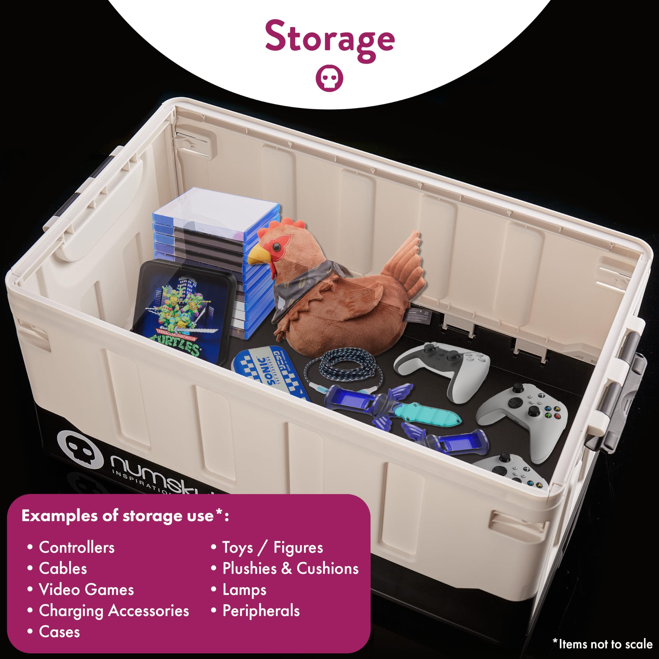 Numskull PS5-Inspired 2-in-1 Toy Storage Box & Folding Chair - Gaming Accessory Organizer with Lid and Handles for Family Rooms, Official PS5-Inspired Merchandise