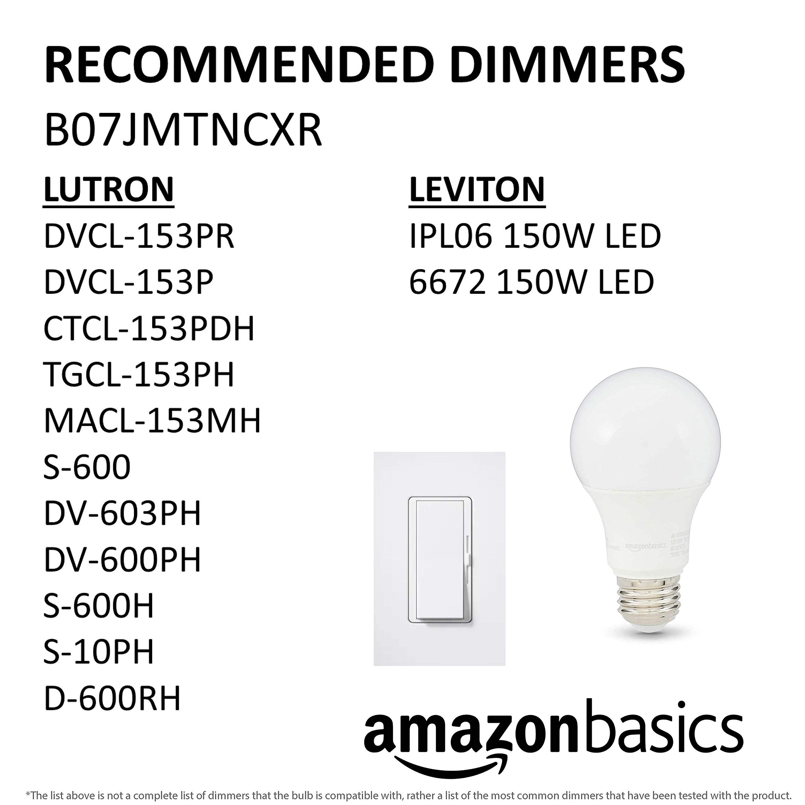 Amazon Basics A19 LED Light Bulbs, 75 Watt Equivalent, Energy Efficient 12W, E26 Standard Base, Soft White 2700K, Dimmable, 10,000 Hour Lifetime , 6-Pack