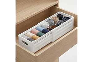 Foldable Storage Bins, 1 Pack Plastic Expandable Boxes for Organizing, Adjustable 11–18.8 Inch Drawer Organizers Dividers for