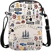 Vampire TV Show Inspired Crossbody Purse Bag TVD Enthusiasts Carry-on Bag Vampire Gift Mystic Falls Virginia Est 1864 Gift (MysticCrossFull)