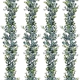 SYGELER Eucalyptus Garlands for Table, 4 Packs 5.8FT Long Fake Greenery Vines, Artificial Hanging Plant for Wedding Bouquet Party Indoor Outdoor Decor