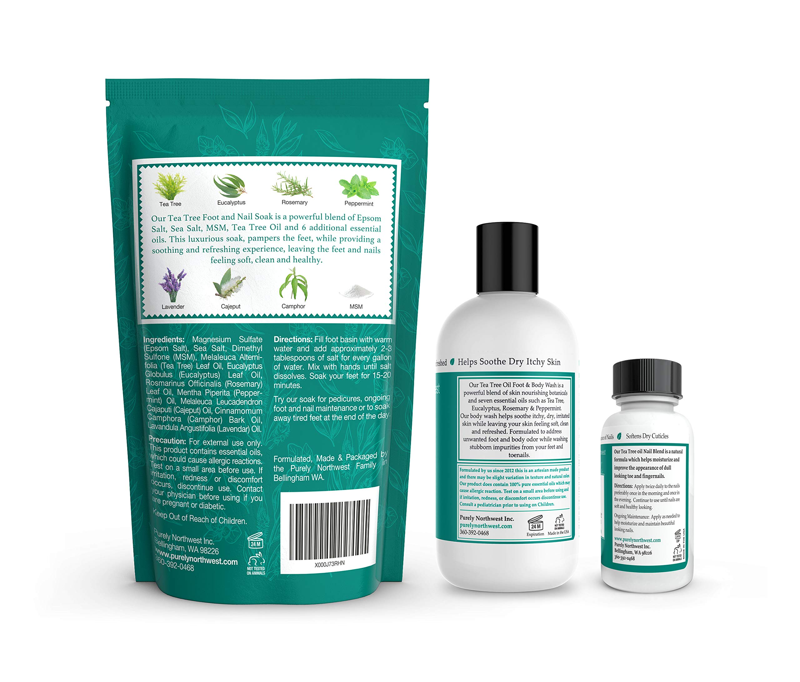 Purely Northwest Foot and Toenail Kit with 16 oz Tea Tree Oil Foot Soak