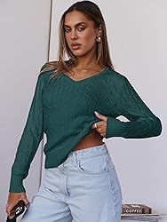 ANRABESS Womens Long Sleeve Cable Knit Sweater 2025