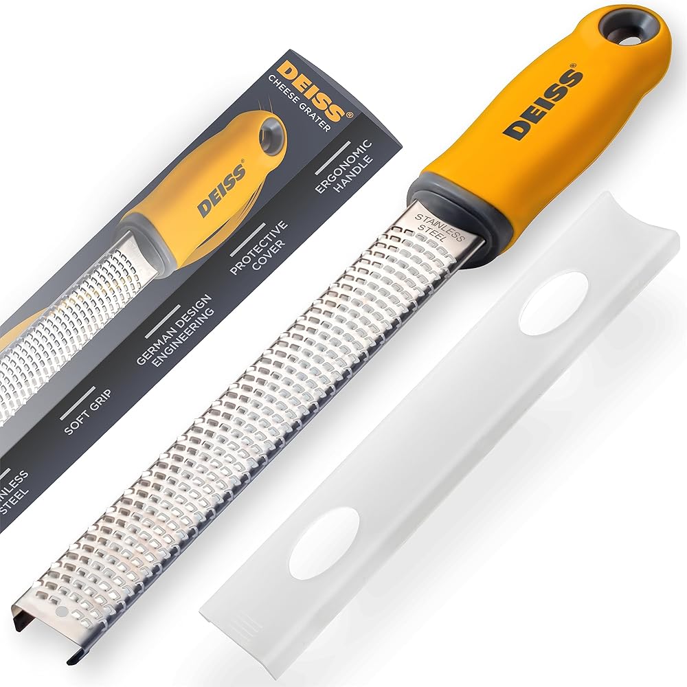 Deiss PRO Citrus Zester &amp; Cheese Grater — Parmesan Cheese Lemon, Ginger, Garlic, Nutmeg, Chocolate, Vegetables, Fruits - Razo