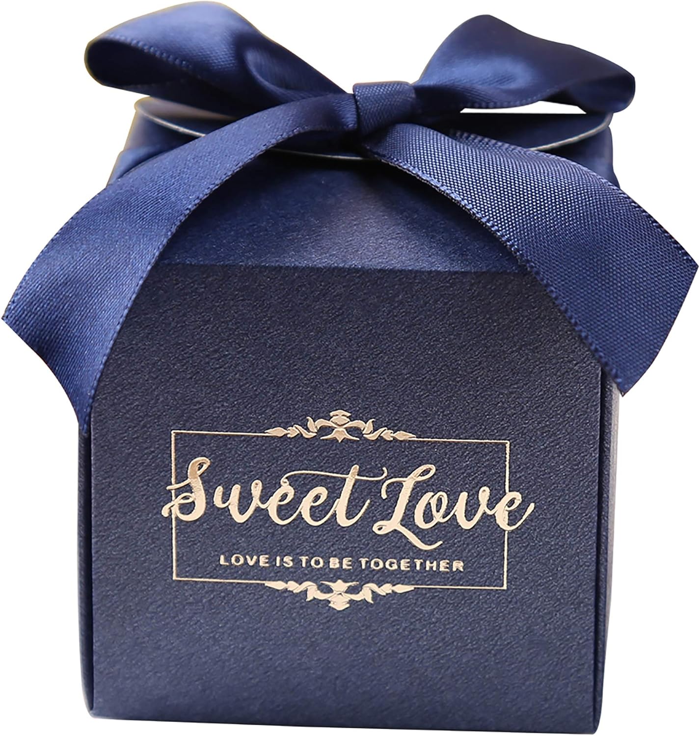 Doris Home 50 pcs Birthday Wedding Party Favor Boxes,Navy Blue 2.5 * 2.5 * 2.5 inch Wedding Gift Bags Chocolate Candy and Gift Boxes Bridal Shower Party Paper Gift Boxes with Ribbons