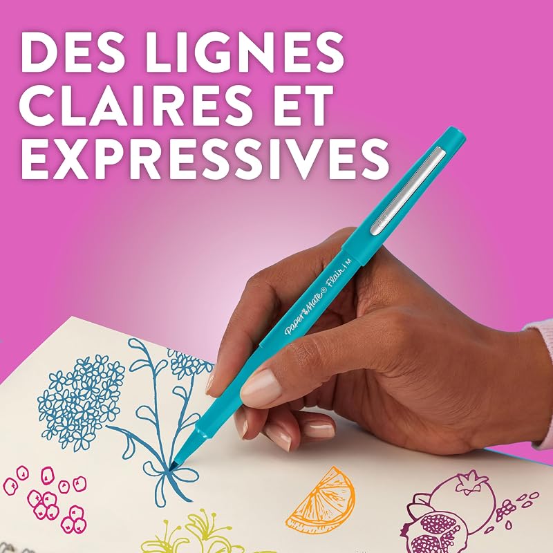 Flair Stylos feutres | Feutres de coloriage sans fuite à pointe moyenne (0,7 mm) | Idéal pour écrire, coloriage (adultes et enfants), scrapbooking, etc. | Couleurs Tropical | Lot de 6