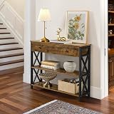 Yaheetech Industrial Console Table with Drawer 3-Tier Rustic Brown 100x29.5x81cm view 5