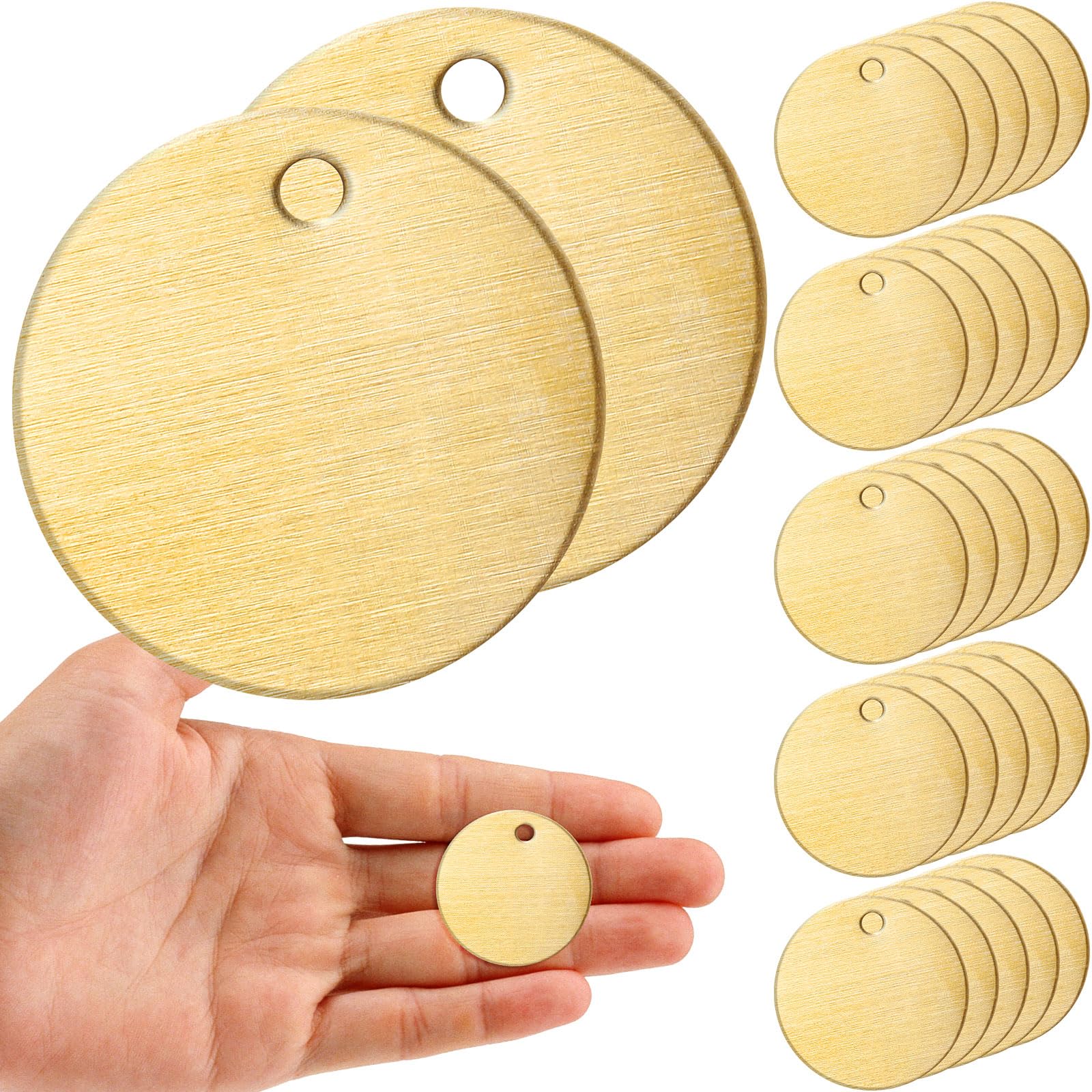 Photo 1 of Zhengmy 25 Pcs Round Brass Tags, 1-1/4 Inch Diameter, Gold Blank Metal Stamping Key Brass Tags with Hole Engraving for Pets, Dogs, Plants, Doors