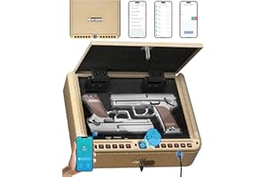 BILLCONCH Gun Safe for Handgun - Biometric Gun Safe 4 Ways Quick Access with Fingerprint/Full-digital Keypad/Key/APP Lock Handgun Pistol Safe for Nightstand Bedside Home - Limited Gold