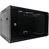 6u 19" 600mm Deep Black Wall Mounted Data Cabinet Patch Panel PDU Comms Network