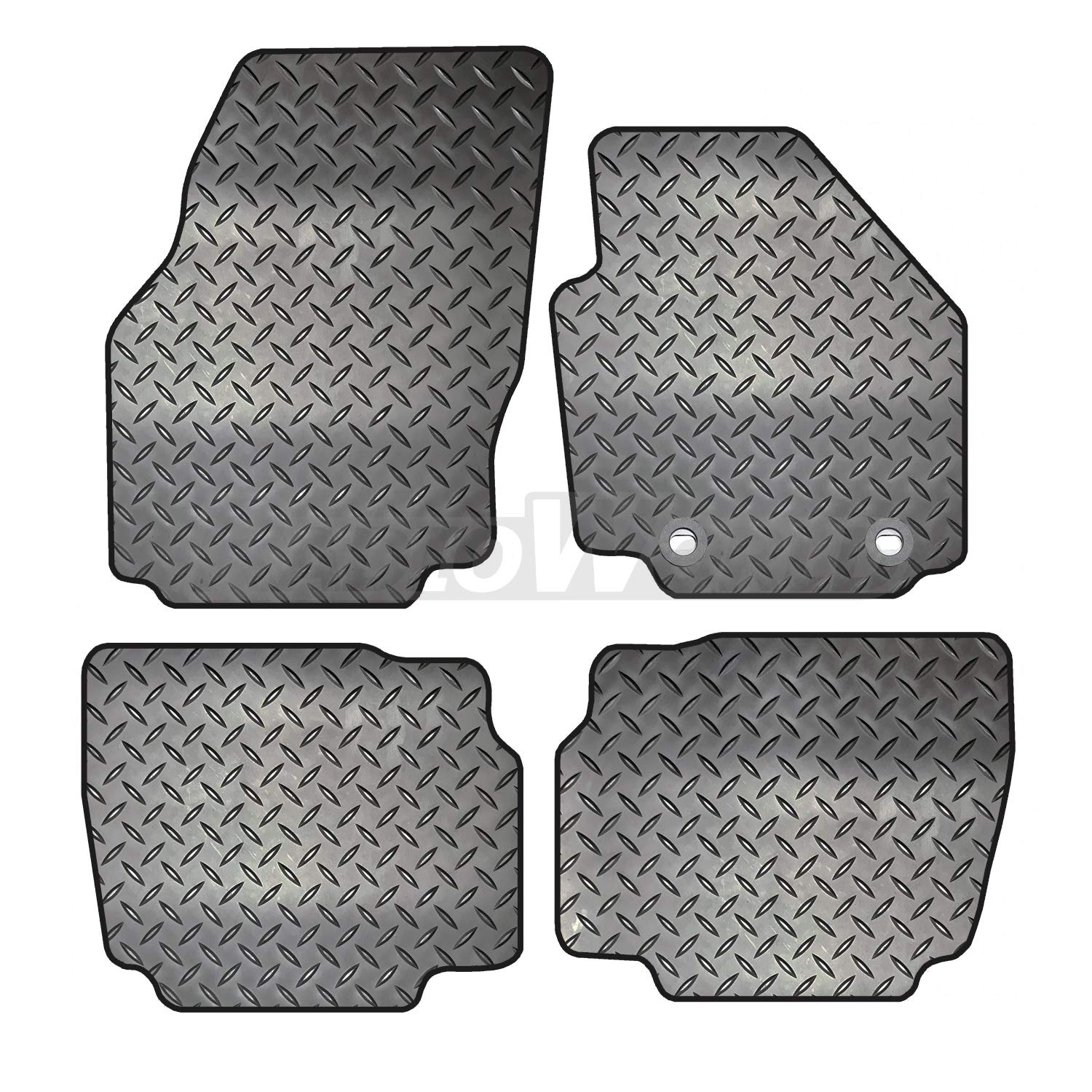 Carsio Rubber 4 Piece Car Mat Set For Ford Mondeo MK4 2007 to 2013 with [2 Oval Clips] Tailored Fit Floor Mat Complete Accessory Black Custom Fitted - All Weather & Heavy Duty, Anti-Slip Backing