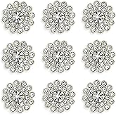 50 pcs Rhinestone Embellishments Crystal Decoration Brooch Button Flatback DIY Craft for Flower Headband Dress Accessory 14mm (Silver)