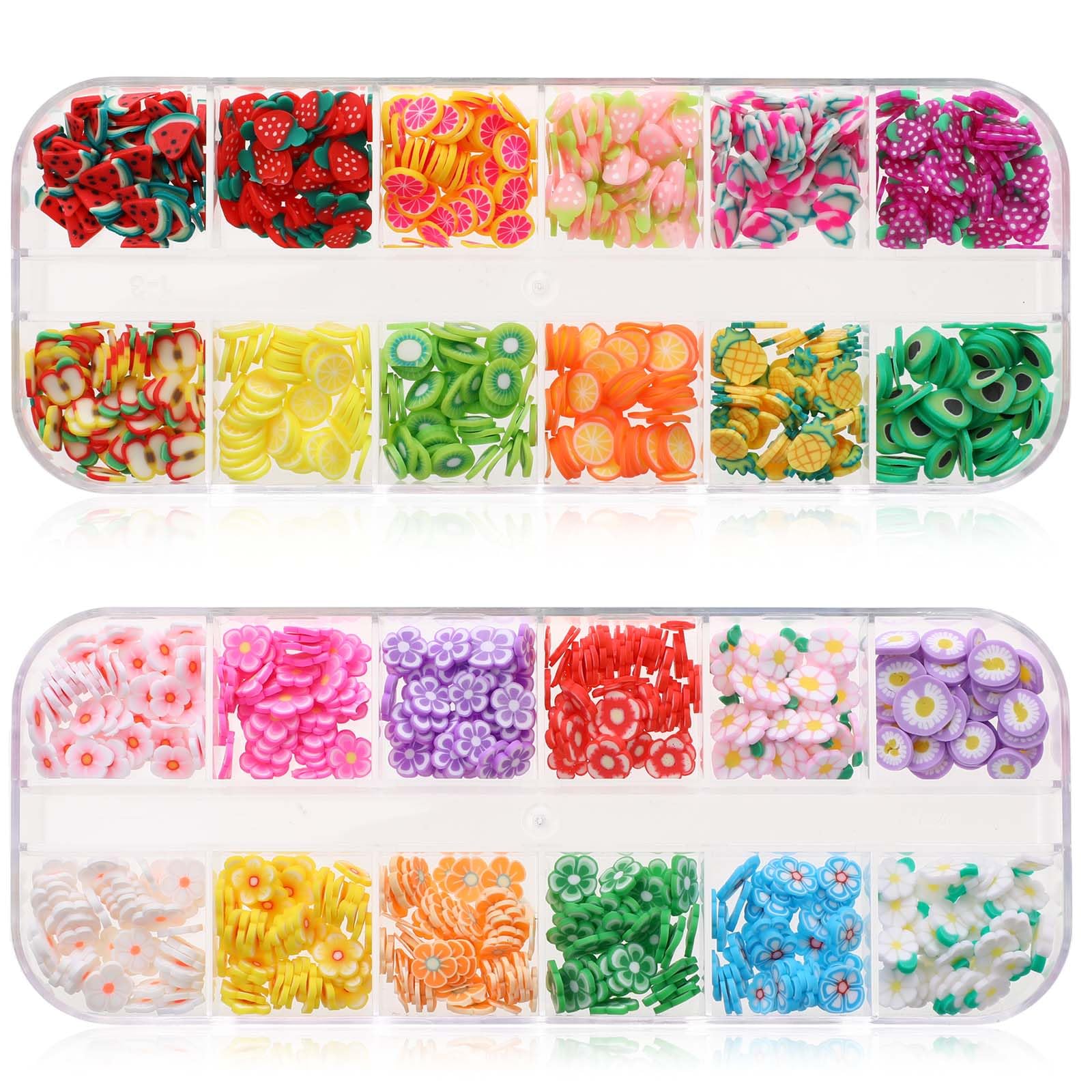 2 Boxes Fruit Slices Charms Crystal Mash Nail Art Slices Clay Slice Fruit Flower Candy Slice Mini Resin Making Charms for Making Crafts Cellphone Decoration DIY Craft
