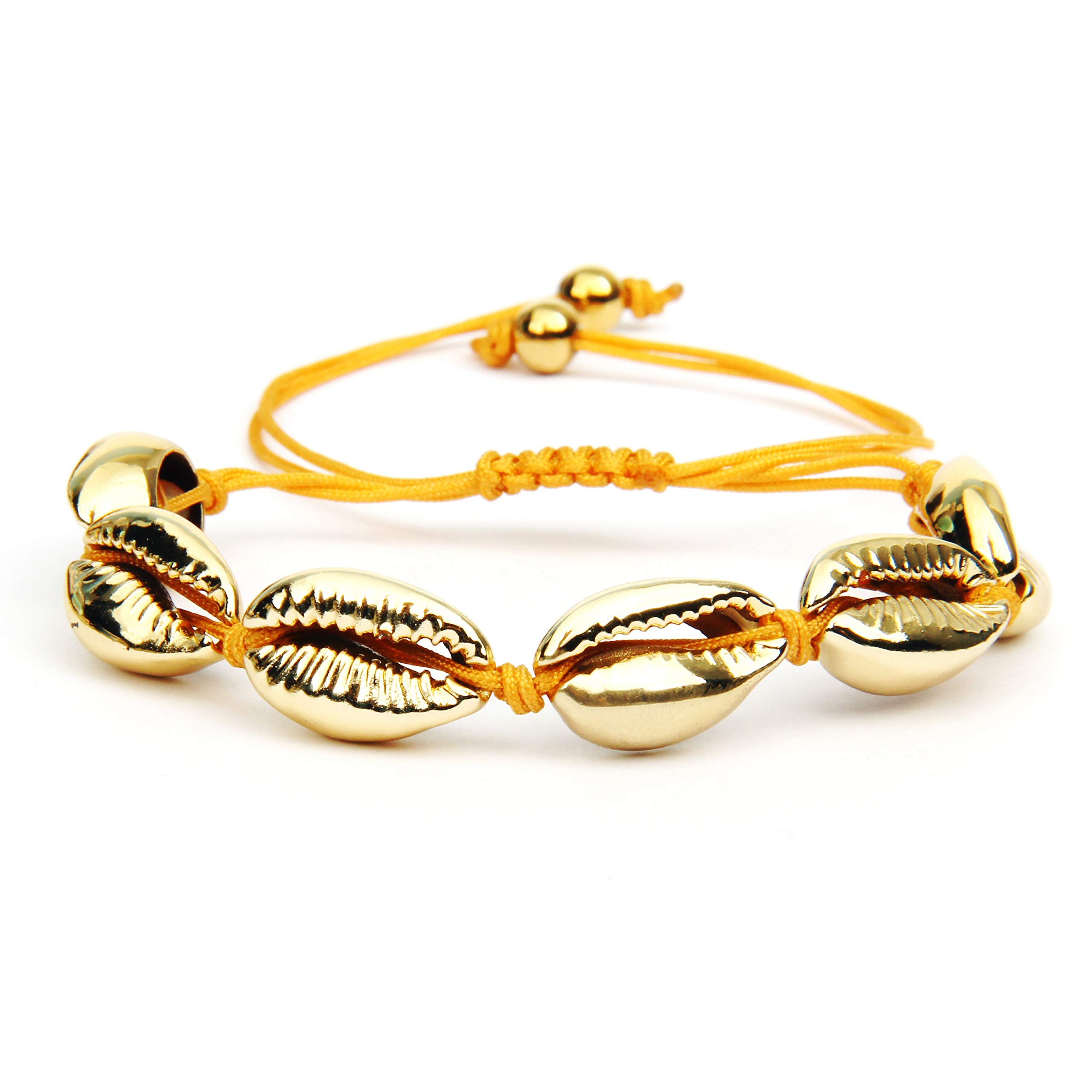 GD GOOD.designs EST. 2015 ® INTRODUCTION OFFER Shell bracelet for women (adjustable) (Gold (Rope))