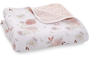 aden + anais 100% Cotton Muslin Baby Blanket Crib Bedding for Newborn Baby and Toddler, Nursery Blanket for Boys and Girls, Baby Registry and Shower Gift - Dahlias