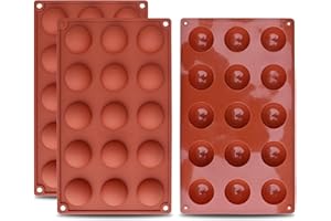homEdge Small 15-Cavity Semi Sphere Silicone Mold, 3 Packs Baking Mold for Making Chocolate, Cake, Jelly, Dome Mousse-1.5 inc