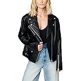 [BLANKNYC] Womens Luxury Clothing Vegan Leather Moto Jacket, Comfortable & Stylish Coat, Open Secret, X-Small