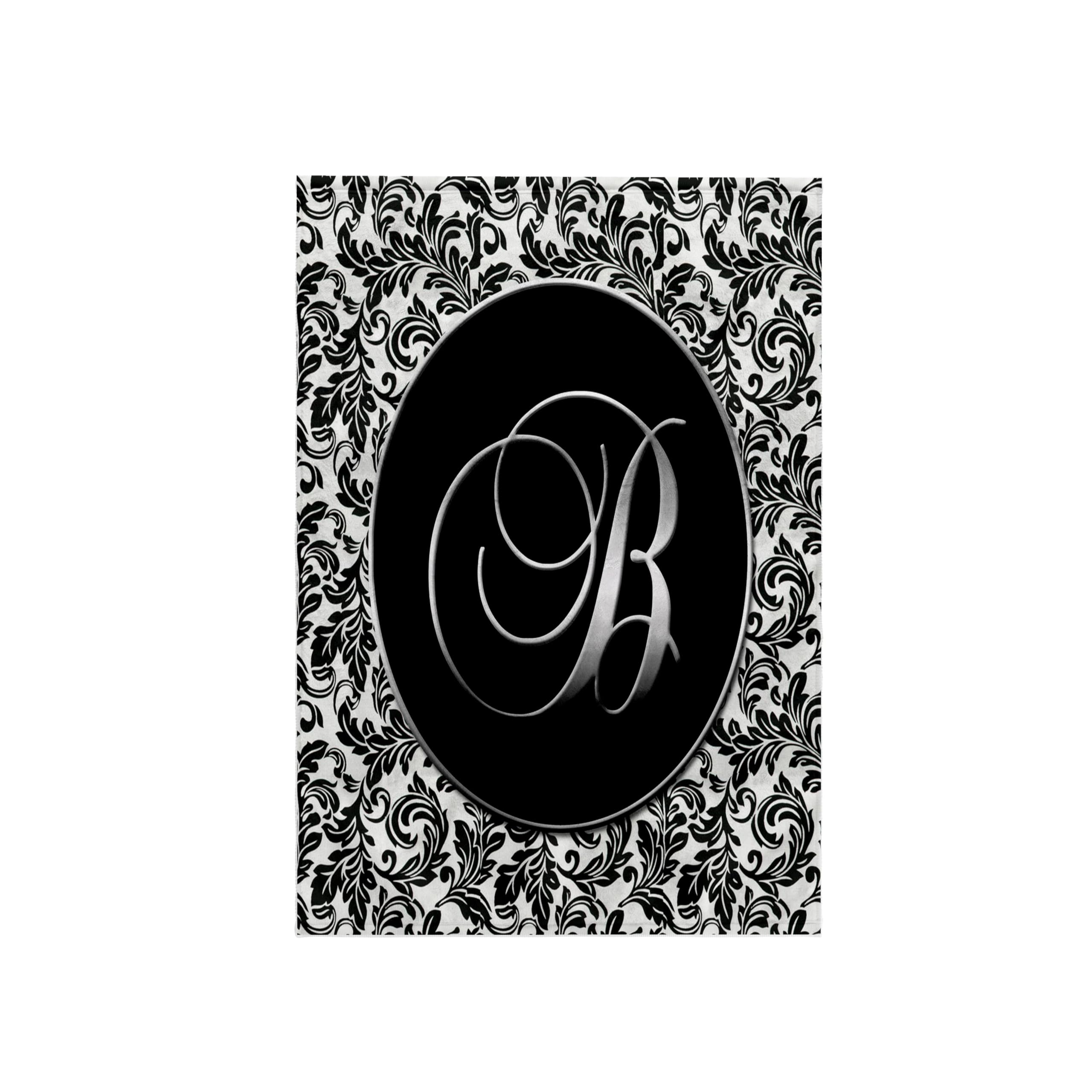 3dRose Letter B-Black and Damask Towel, White, 15 x 22-Inch
