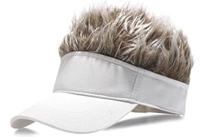 MESU Mens Visor Hat Wig Peaked Baseball Golf Cap with Fake Hair