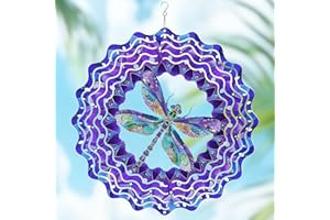 Wazzio Dragonfly Wind Spinners Outdoor, Dragonfly Gifts for Women Wife Mom Grandma, Hanging Wind Sculptures Spinners, 12 inch Outdoor Indoor Hanging Ornament for Christmas