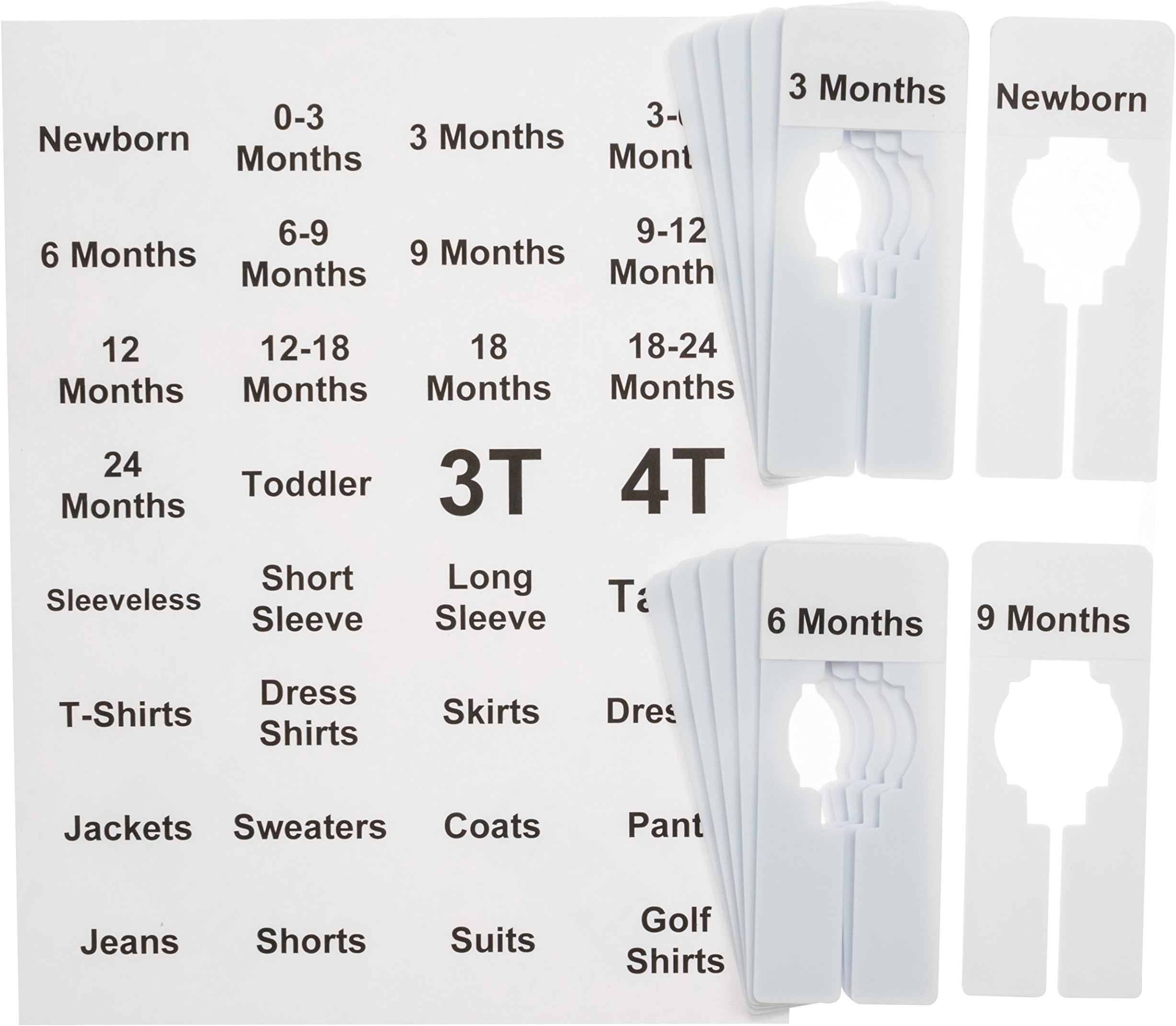 Wildoo 12 Piece Size Dividers with Closet Labels | Clothing Rack Size Dividers - Includes 46 Labels for Baby